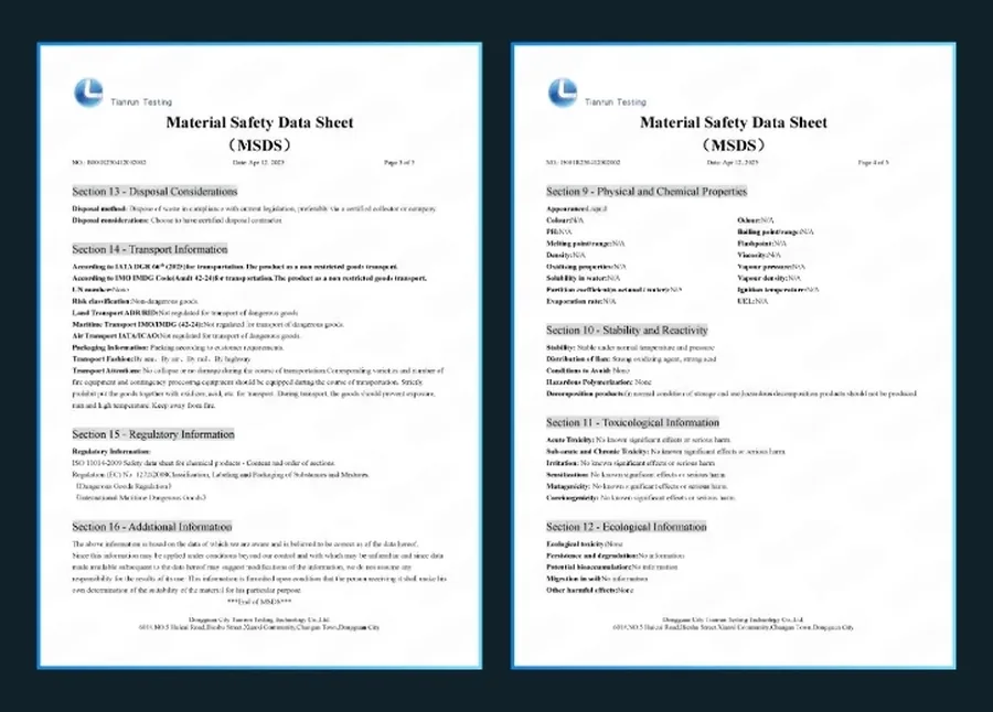 Hai trang Bảng dữ liệu an toàn hoá chất (MSDS) của NOMA 922